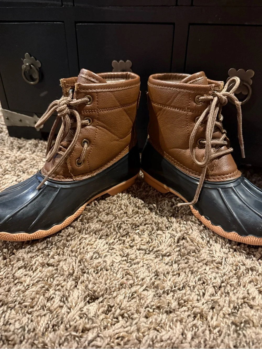JBU by Sperry Brown and Navy Kids Lace-Up Duck Boots size 1
